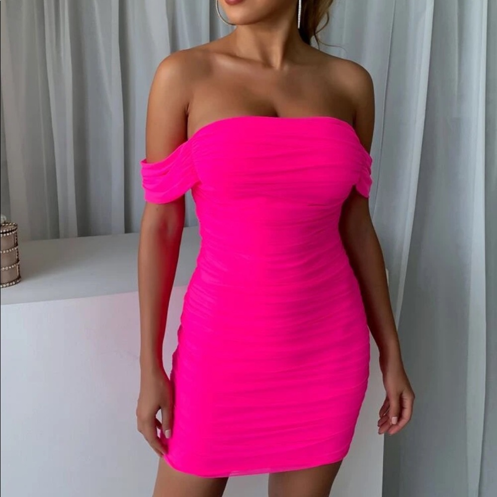 SHEIN Draped Off Shoulder Ruched Dress
